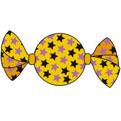 ハロウィンのあめ玉（パンプキンカラー・アウトラインあり）