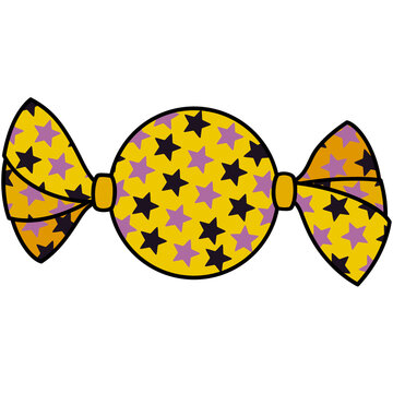 recommend clip art: ハロウィンのあめ玉（パンプキンカラー・アウトラインあり）