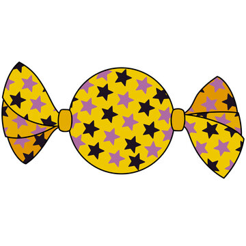recommend clip art: ハロウィンのあめ玉（パンプキンカラー・アウトラインあり）