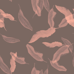 Pink Banana Jungle. Fuchsia Seamless Plant. Gray Tropical Print. Pattern Decor. Watercolor Palm. Floral Decor. Summer Plant. Botanical Background.