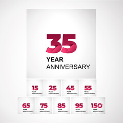 Year Anniversary Set Elegant Vector Template Design Illustration