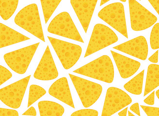 Food vector seamless pattern with cheese slices