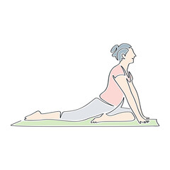 continuous line drawing of woman relax with yoga pose
