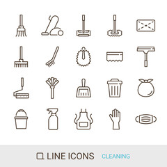 Obraz premium 商品アイコン 掃除道具 ラインアイコン