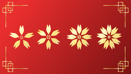 Flowers Decorative Symbol in chinese new year on red background , Flat Modern design , Illustration Vector  EPS 10