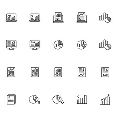 Business report icons set vector graphic
