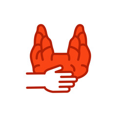 Obraz premium Examination thyroid gland line icon. Isolated vector element.