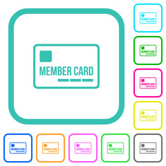 Member card outline vivid colored flat icons