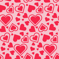 Heart seamless pattern. Design for fabric, textile print, wrapping paper, cover, web, print, textile design, website background. Repeating pattern, red heart shape love romance