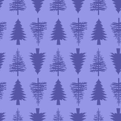 Obraz premium Seamless pattern coniferous tree fir tree forest. Design for fabric, wrapping paper, cover, textile