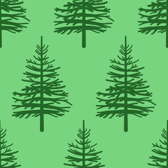 Christmas tree conifer seamless pattern. Design for fabric, wrapping paper, textile, natural floral background