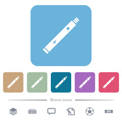 Electronic cigarette solid flat icons on color rounded square backgrounds
