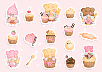 Cupcake gnome sticker, Baker gnome planner and scrapbook.
