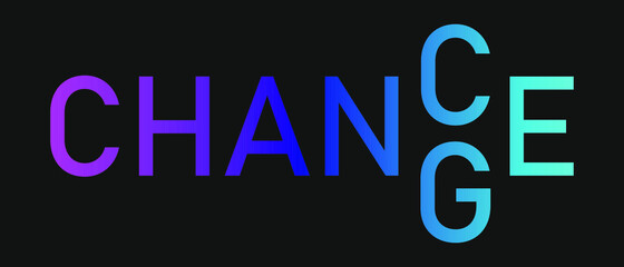 Chance or Change neon gradient text on black background. Modern vector banner.