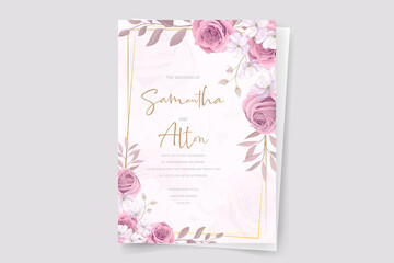 Wedding invitation template with beautiful floral design
