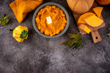 Pumpkin porridge. Traditional autumn dish