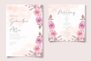 Wedding invitation template with beautiful floral design