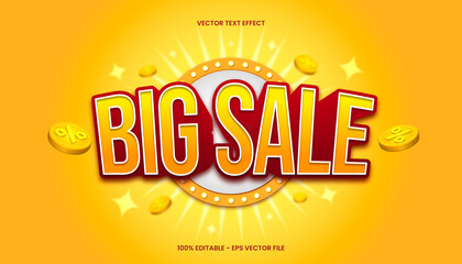 3D Big Sale Text Effect with yellow and red color theme.