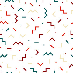 Colorful memphis seamless pattern with white background.