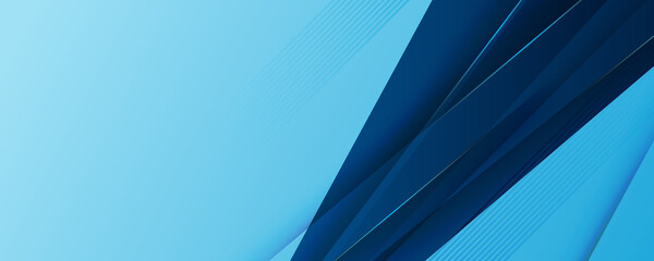 Blue banner background. Geometric blue light stripes texture background
