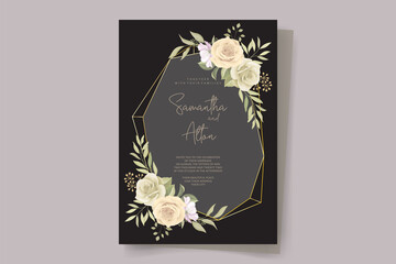 Wedding invitation template with beautiful floral design
