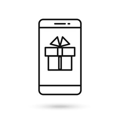 Mobile phone flat design with gift box Sign