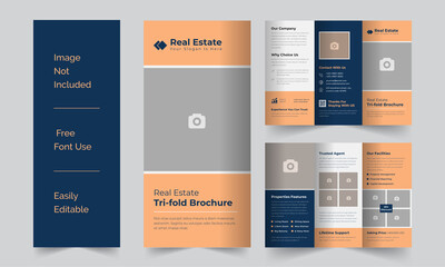 Professional Construction Real Estate Property Sale Promotional Trifold Brochure Template