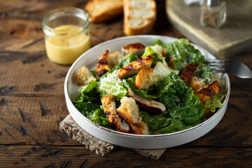 Traditional Caesar salad with grilled chicken