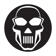 Black and white human skull icon. Symbol or emblem for logo or tattoo.