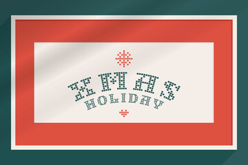Xmas holiday lettering is made of thick round knits. Flat style sign with a set of bonus icons.