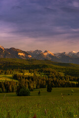 Sunset in Tatra Mountains in Poland at Summer