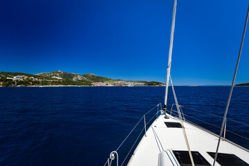 Obraz na płótnie Canvas Hvar port. harbor at Adriatic sea. Hvar island, Croatia, popular touristic destination