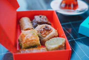 Turkish delicious close up view