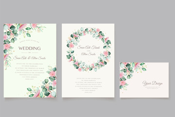 Fototapeta premium eucalyptus flower wedding invitation card set