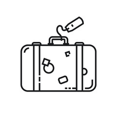 Suitcase of a travelller vector outline style, line icon isolated