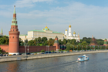 View of the Moscow Kremlin from the Bolshoy Kamenny Bridge in Moscow.