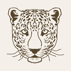 Leopard head line illustration vector