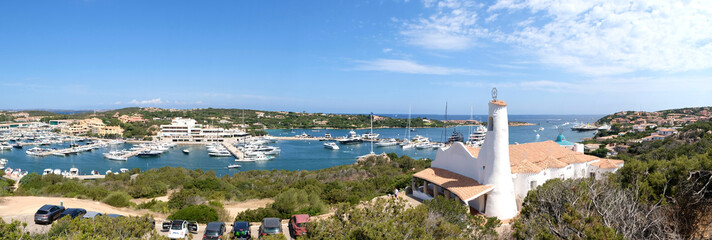 AUG 2021 - ITA - typical church in the village of Porto Cervo - sardinia - travel destination.