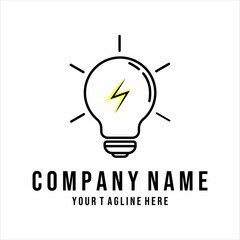 light bulb lamp line art vector logo illustration template design. creative idea concept with lamp graphic icon