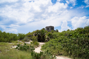 Fototapeta na wymiar ancient mayan ruins in tulum, mexico