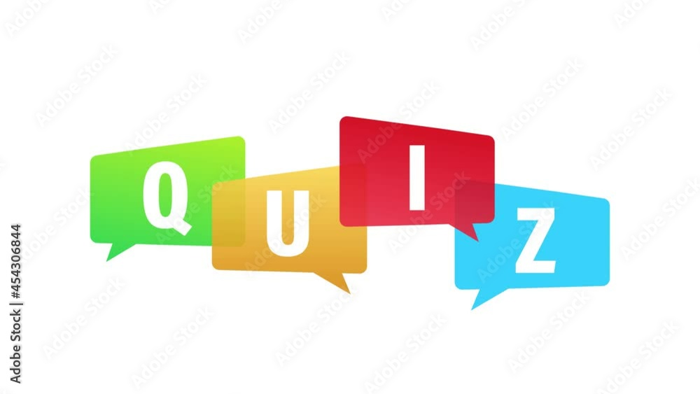 Wall mural Quiz logo with speech bubble symbols, concept of questionnaire show sing. Motion graphics