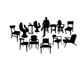 Fototapeta premium Wood Chair Silhouettes, art vector design