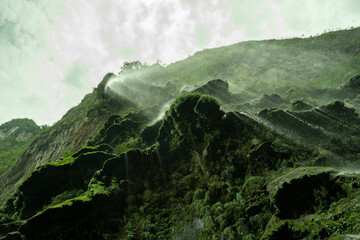 waterfall seen from below in mexico