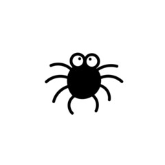 Cute funny black little spider. Insect. Doodle style illustration