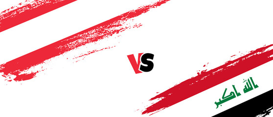 Creative Austria vs Iraq brush flag illustration. Artistic brush style two country flags relationship background