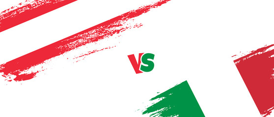Obraz premium Creative Austria vs Italy brush flag illustration. Artistic brush style two country flags relationship background