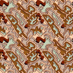 Seamless abstract hand drawn wave shapes in unique pattern