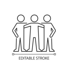 Affiliate motivation linear icon. Desire to belong to group. Achieve work goal with coworkers. Thin line customizable illustration. Contour symbol. Vector isolated outline drawing. Editable stroke