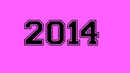 2014 number black lettering pink rose background - obrazy, fototapety, plakaty