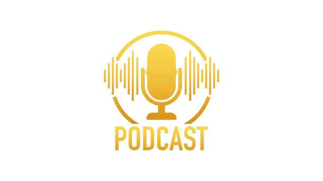 Podcast. Badge, icon stamp logo. Motion graphics